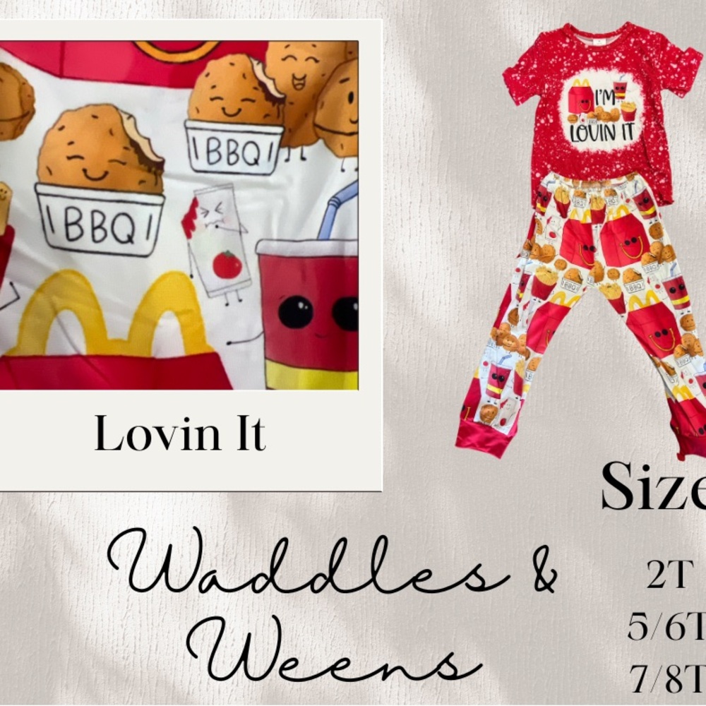 Red Fast Food Themed Pajama Set